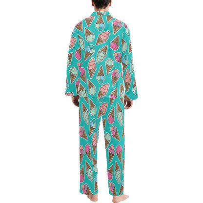 Ice Cream Pattern Print Design IC01 Men's Long Pajama Set