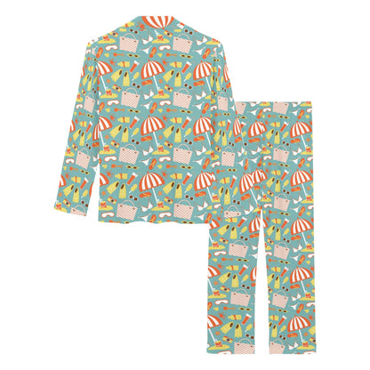 Beach Scene Pattern Print Design 02 Women's Long Pajama Set