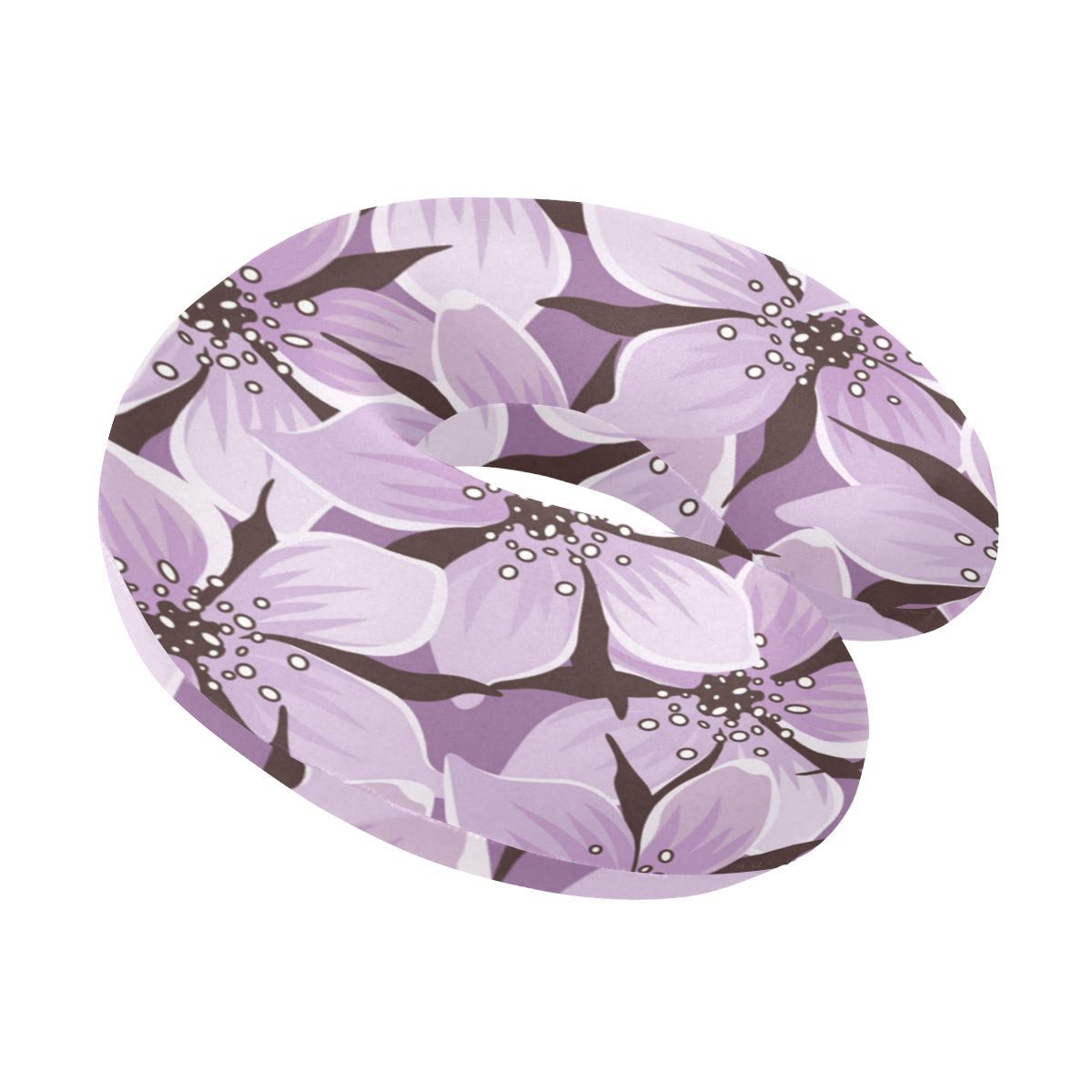 Lilac Pattern Print Design 01 U-Shaped Travel Neck Pillow