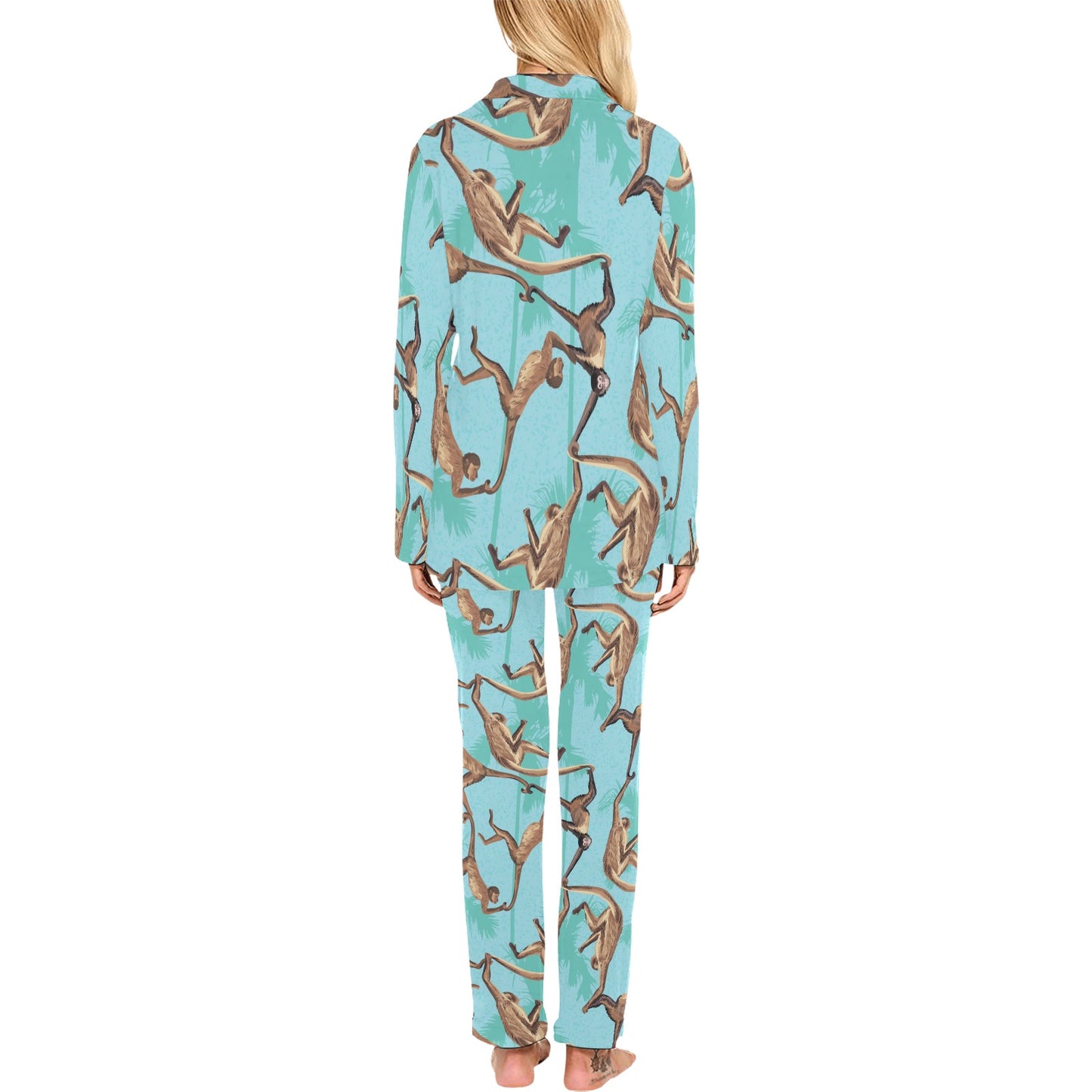 Monkey Pattern Print Design 04 Women's Long Pajama Set