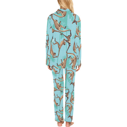 Monkey Pattern Print Design 04 Women's Long Pajama Set