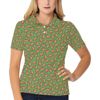 American Football on Green Design Women's Polo Shirt