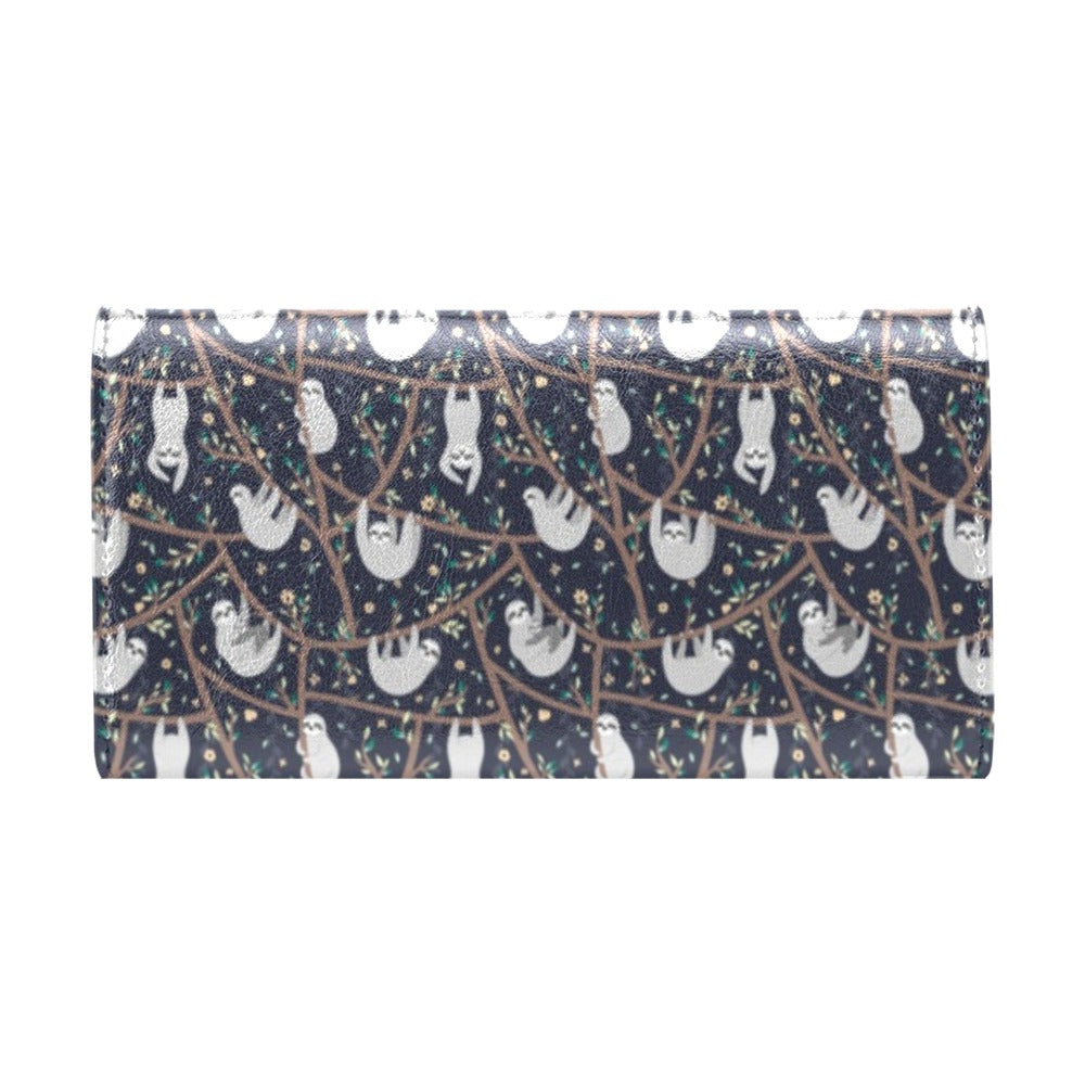 Sloth Happy Design Themed Print Women's Trifold Wallet