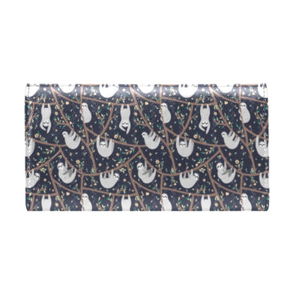 Sloth Happy Design Themed Print Women's Trifold Wallet