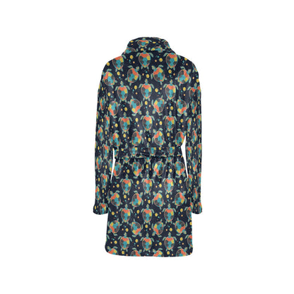 Sea Turtle Colorful with bubble Print Women's Fleece Robe
