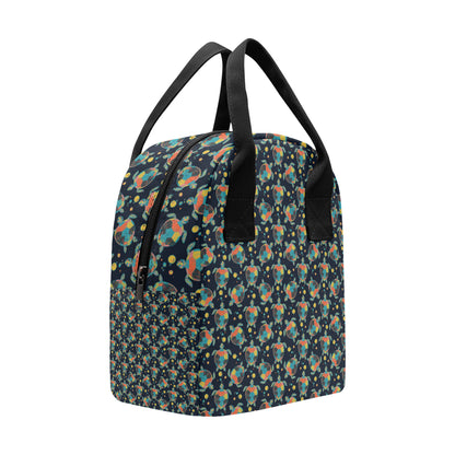 Sea Turtle Colorful with bubble Print Insulated Lunch Bag