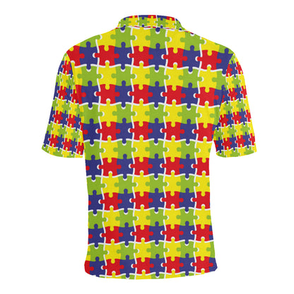 Autism Awareness Pattern Print Design 03 Men Polo Shirt