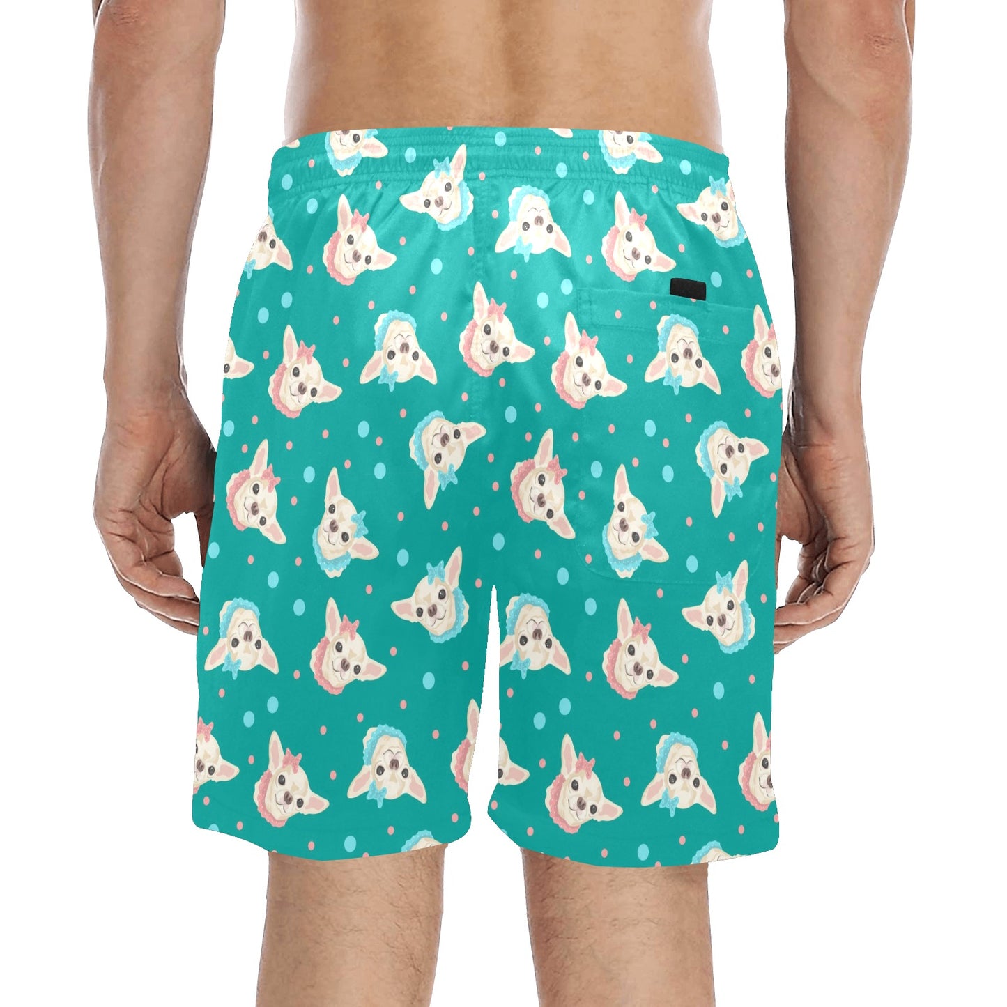 Chihuahua Polka Dot Pattern Men's Swim Trunks Beach Shorts