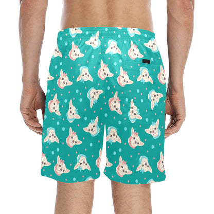 Chihuahua Polka Dot Pattern Men's Swim Trunks Beach Shorts