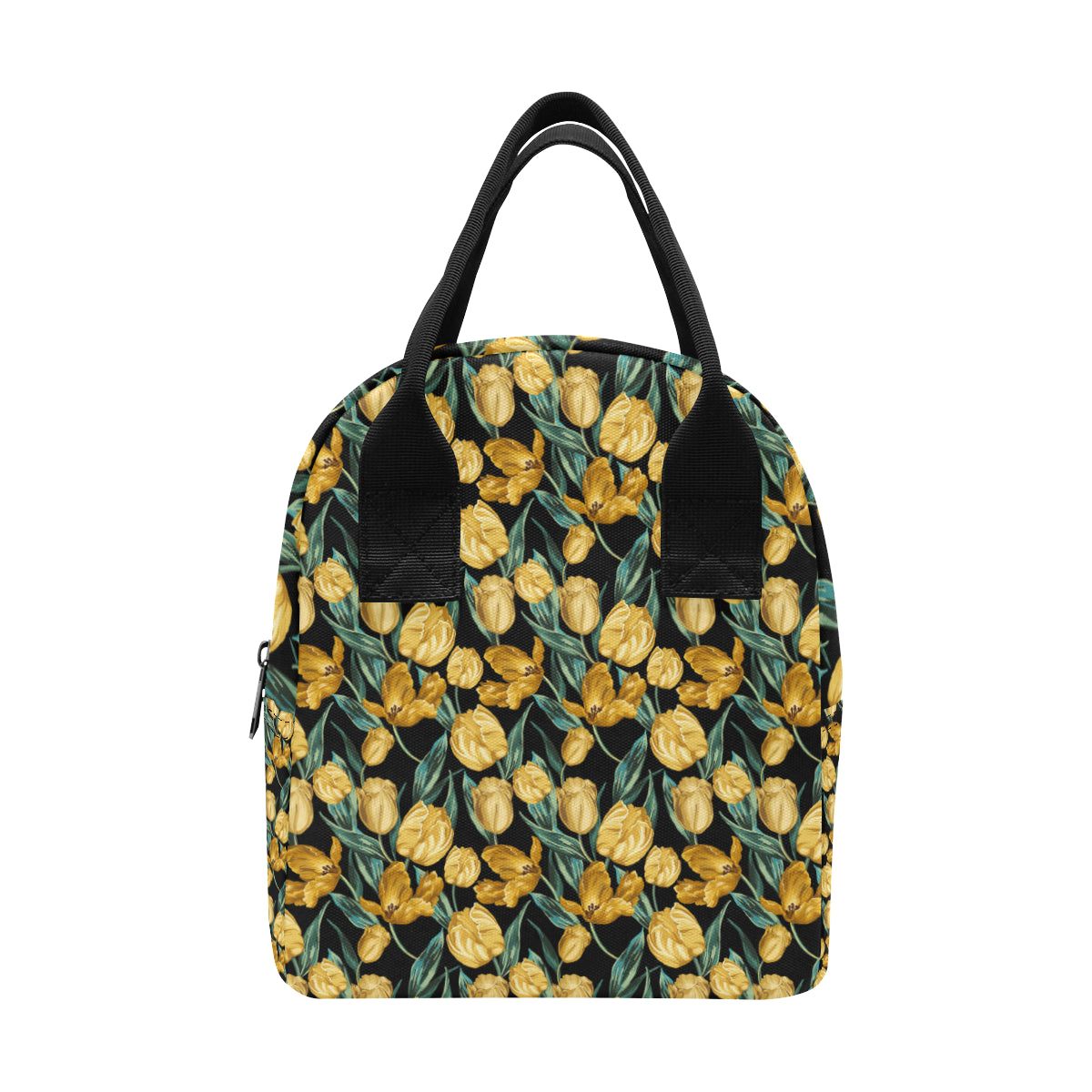 Elegant Yellow Tulip Print Insulated Lunch Bag