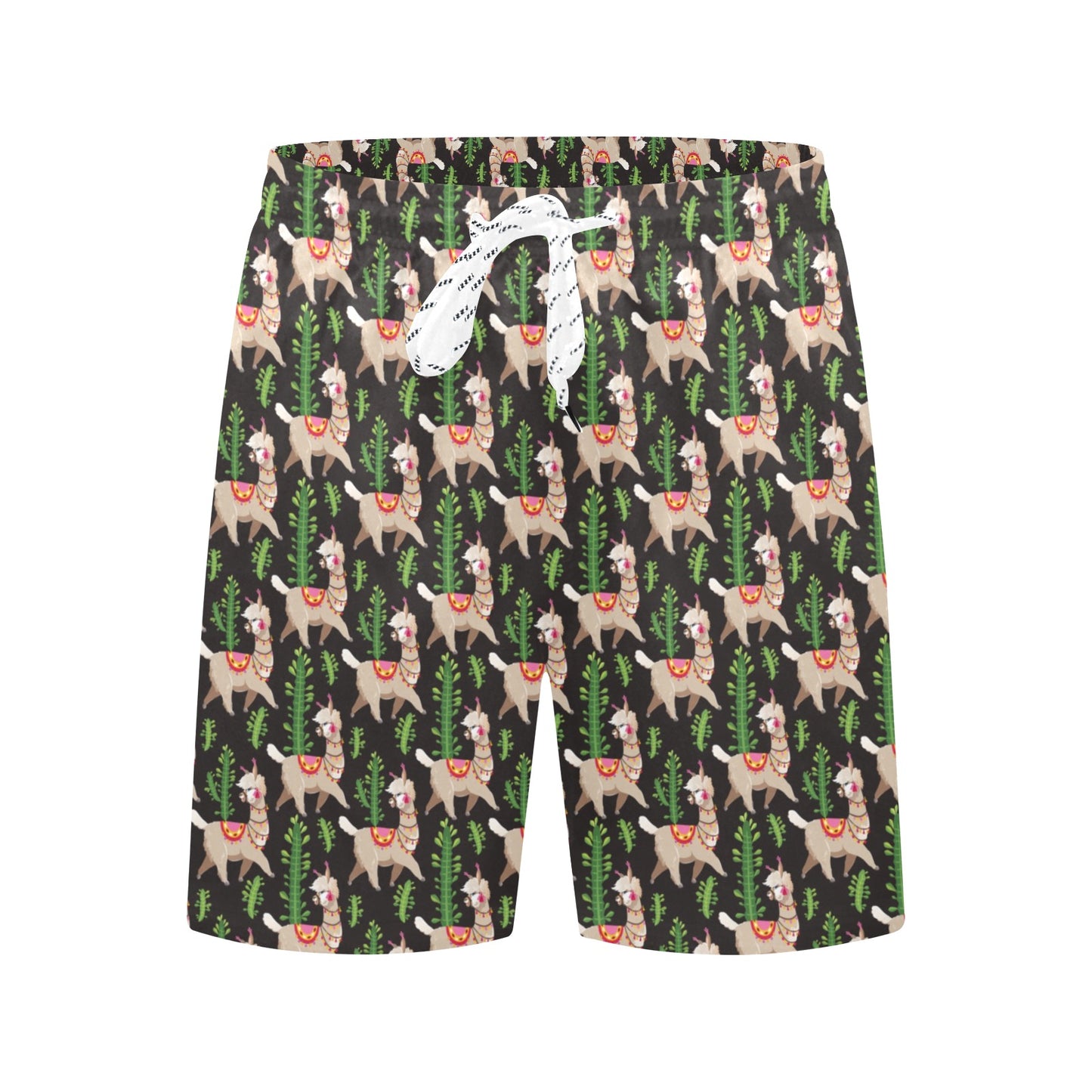Alpaca Cactus Design Themed Print Men's Swim Trunks Beach Shorts