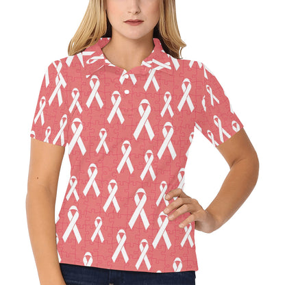 Autism Awareness Ribbon Design Print Women's Polo Shirt