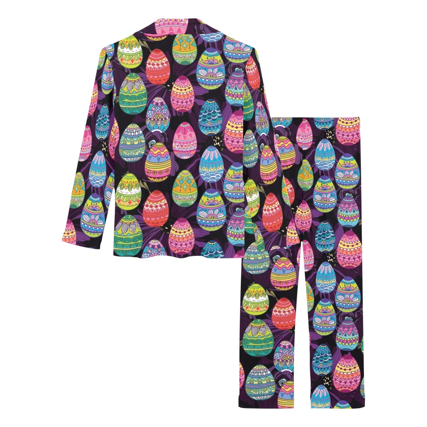Easter Eggs Pattern Print Design RB08 Women's Long Pajama Set