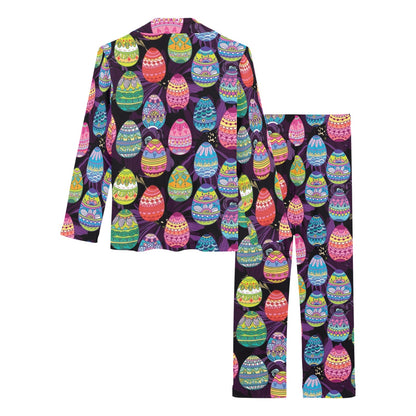 Easter Eggs Pattern Print Design RB08 Women's Long Pajama Set