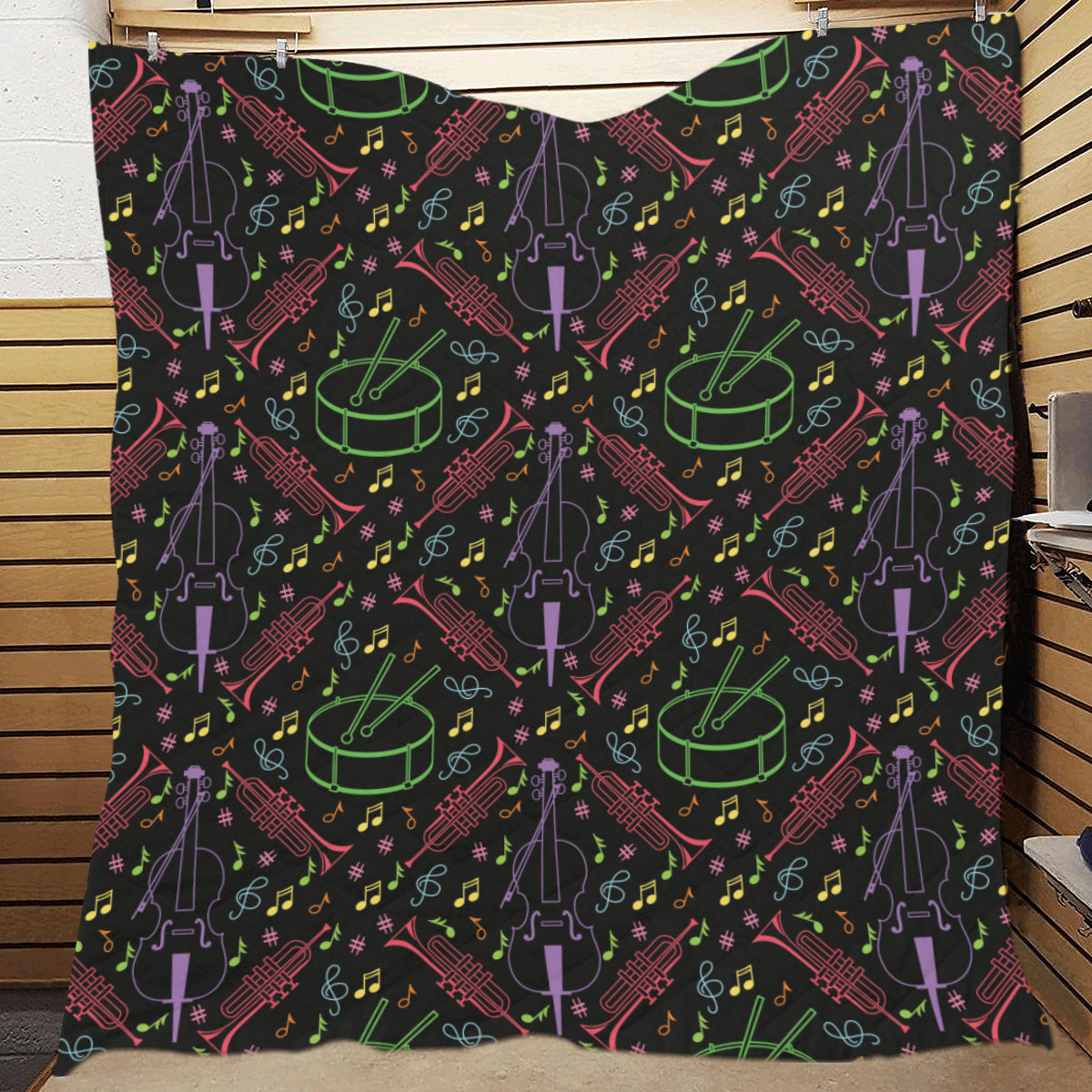 Cello Neon Pattern Print Design 02 Premium Quilt