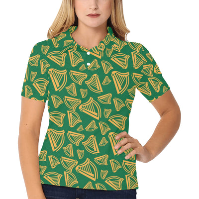 Harp Pattern Print Design 03 Women's Polo Shirt