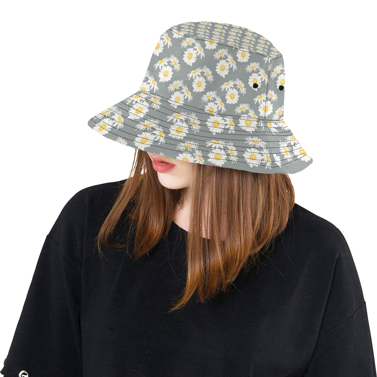 Daisy Pattern Print Design DS09 Unisex Bucket Hat