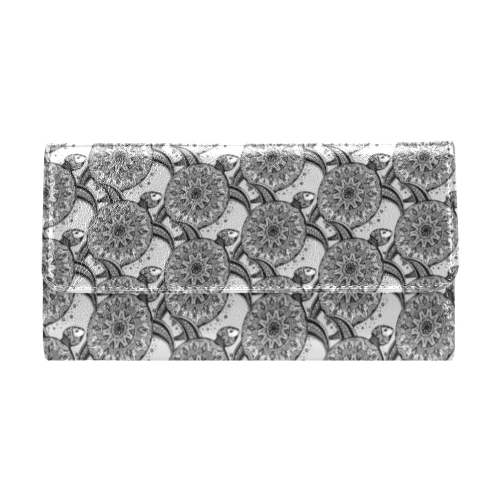 Tribal Turtle Polynesian Themed Print Women's Trifold Wallet