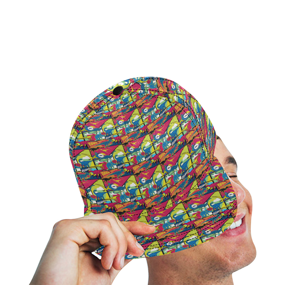 Dinosaur Comic Pop Art Style Snapback Cap
