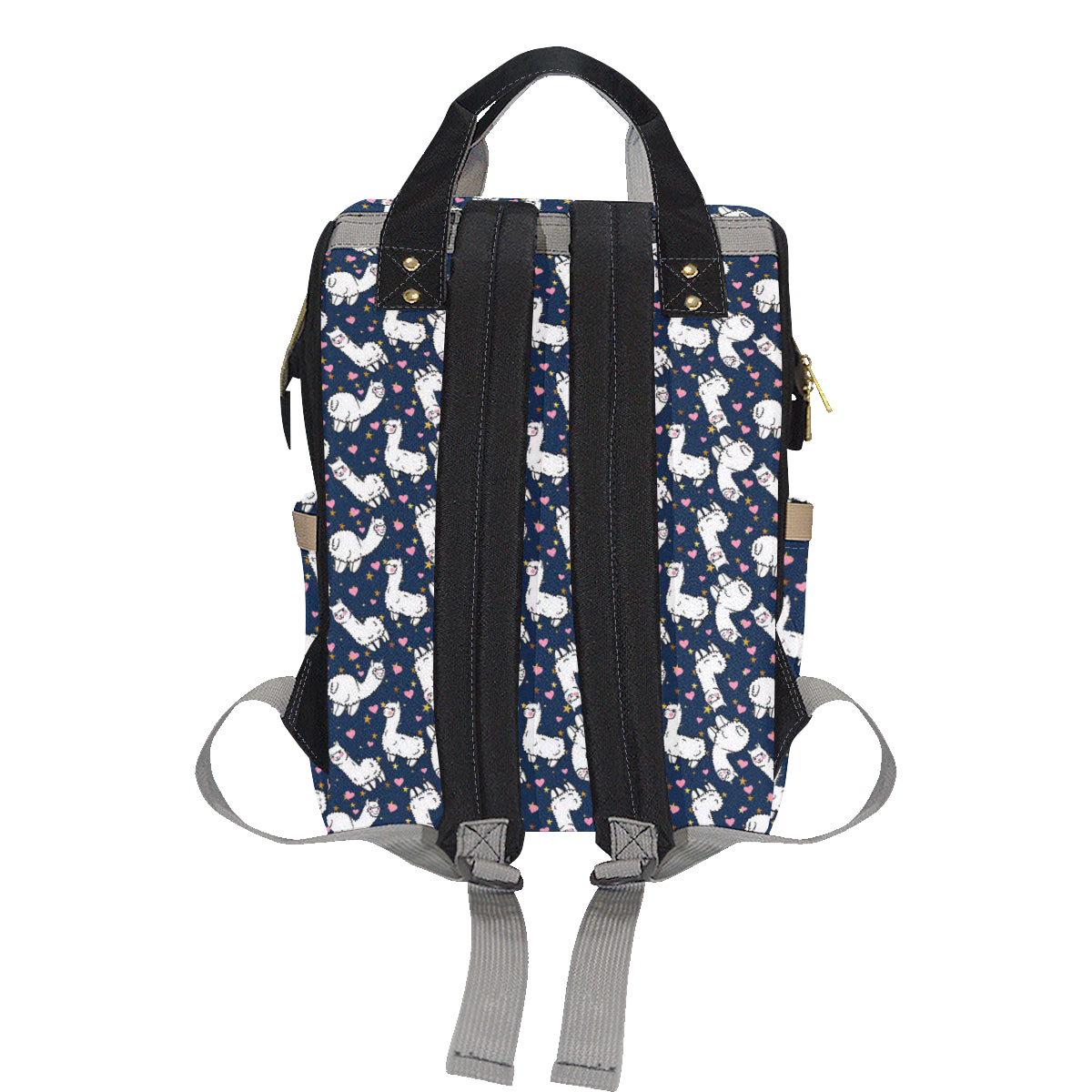 Alpaca Heart Star Design Themed Print Diaper Bag Backpack