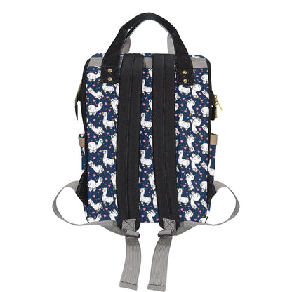 Alpaca Heart Star Design Themed Print Diaper Bag Backpack
