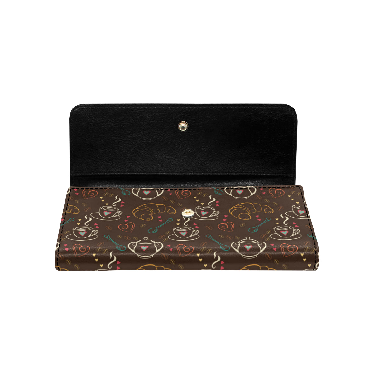 Coffee Pattern Print Design 06 Women's Trifold Wallet