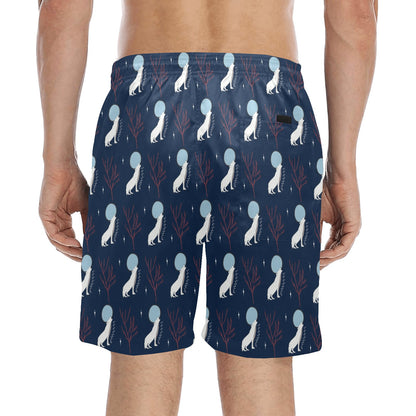 Wolf Moon Print Design LKS304 Men's Swim Trunks Beach Shorts