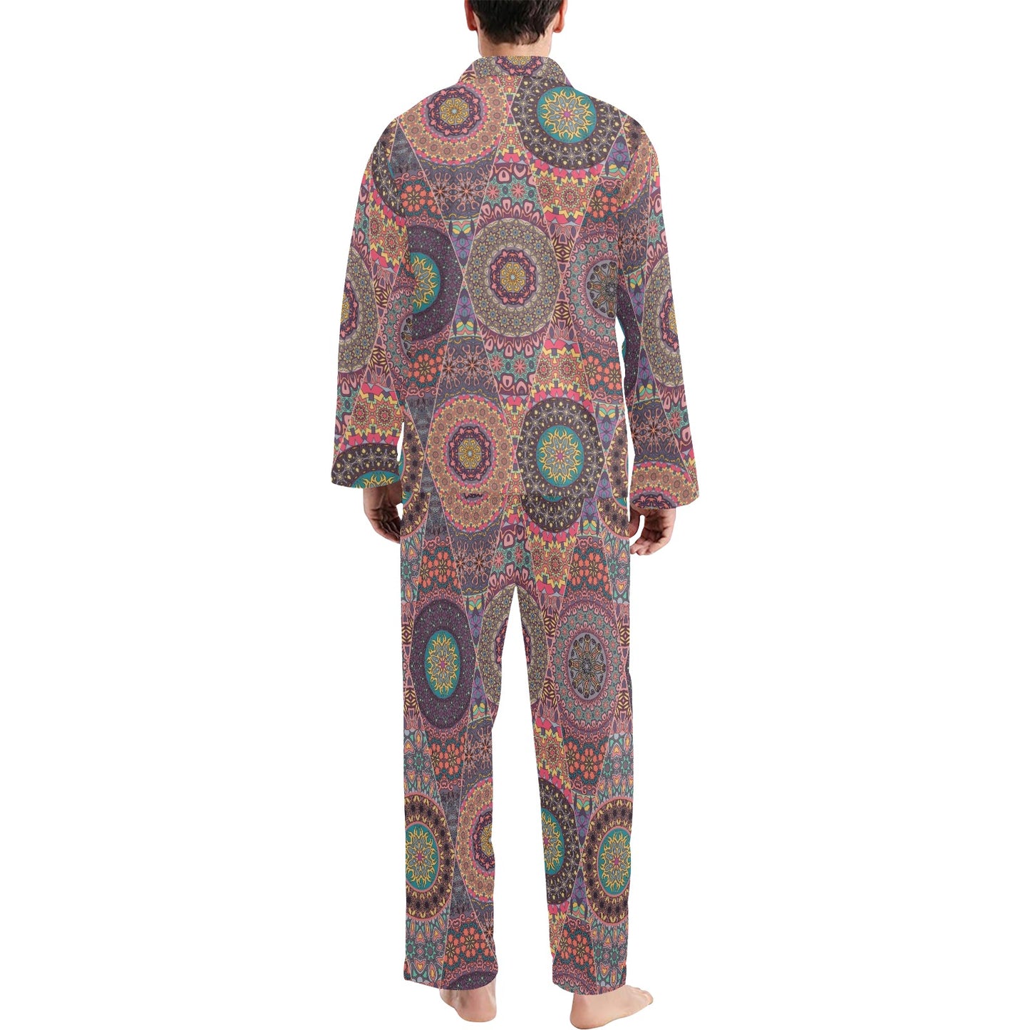 Bohemian Pattern Print Design 07 Men's Long Pajama Set