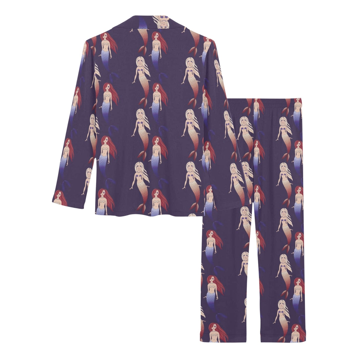Mermaid Pattern Print Design 02 Women's Long Pajama Set