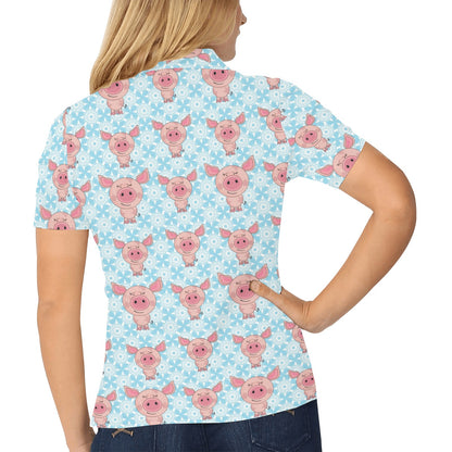 Pig Print Design LKS402 Women's Polo Shirt