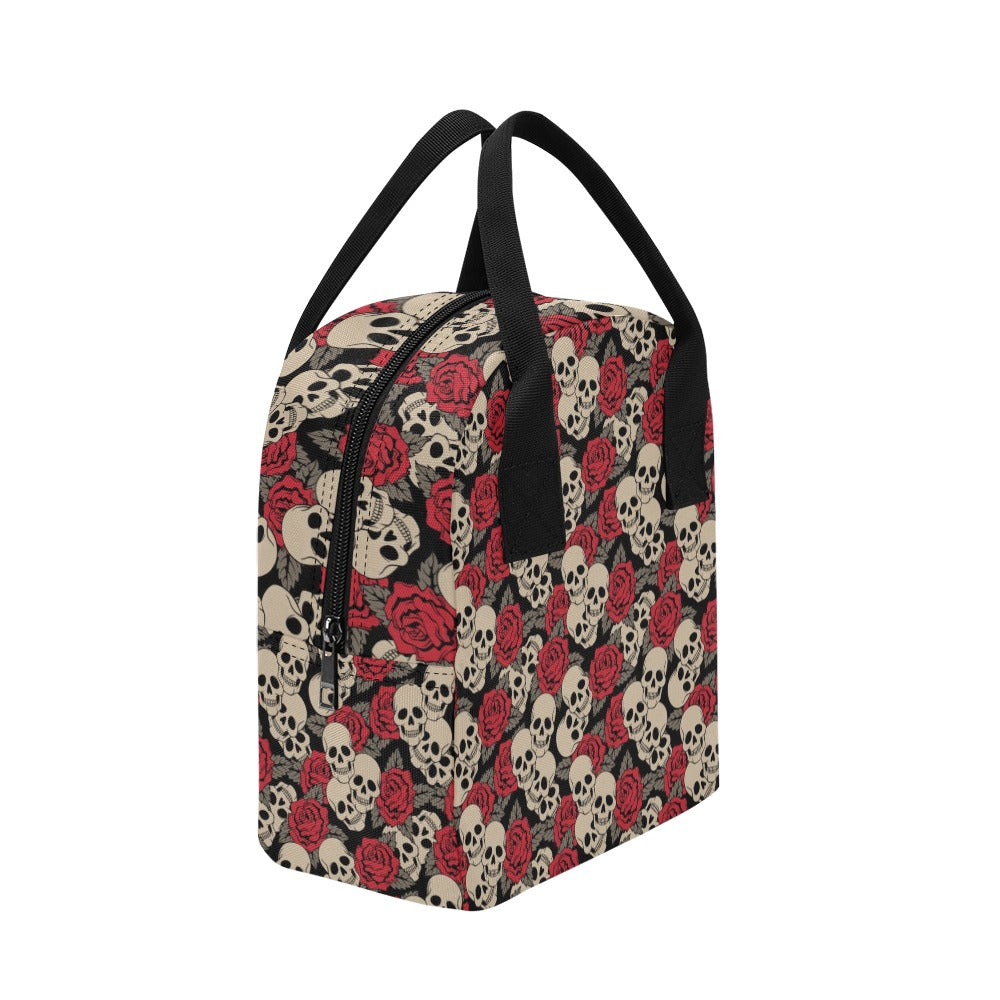 Skull And Roses Print Design LKS301 Insulated Lunch Bag