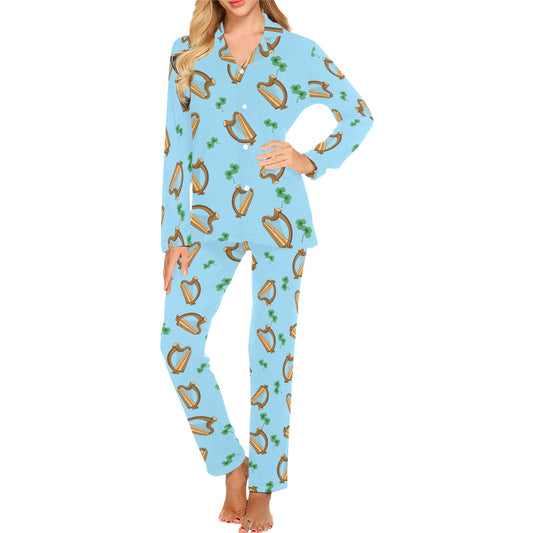 Harp Pattern Print Design 01 Women's Long Pajama Set