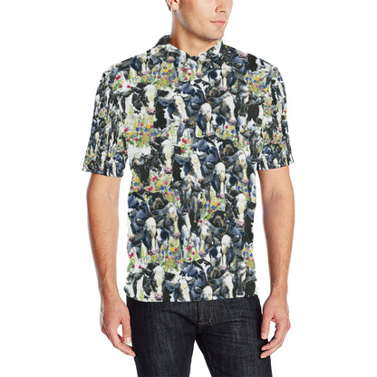 Cow Watercolor Print Pattern Men Polo Shirt