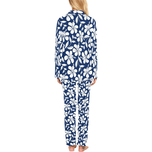 Hibiscus Pattern Print Design HB031 Women's Long Pajama Set