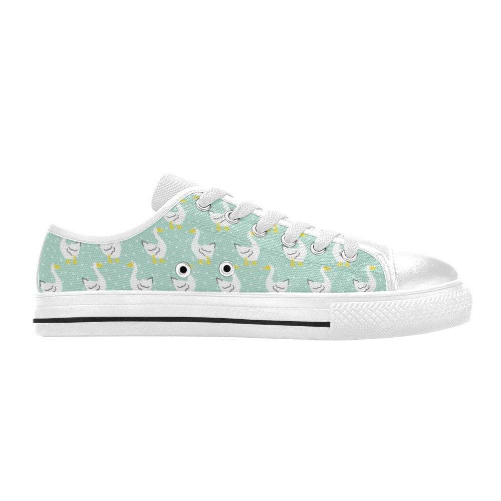 Goose Print Design LKS404 Women's White Low Top Shoes