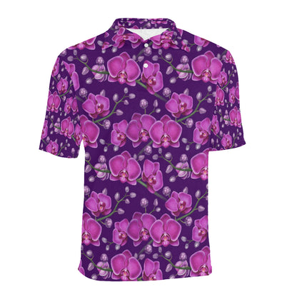 Orchid Purple Pattern Print Design OR02 Men Polo Shirt