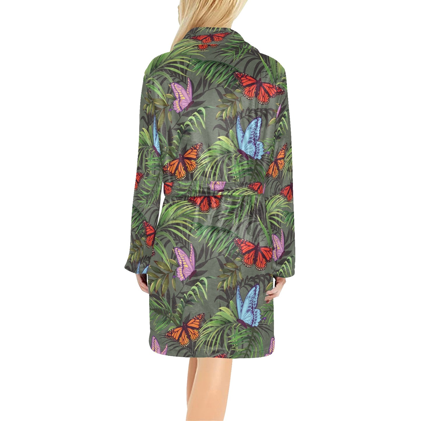 Monarch Butterfly Pattern Print Design 04 Women's Fleece Robe