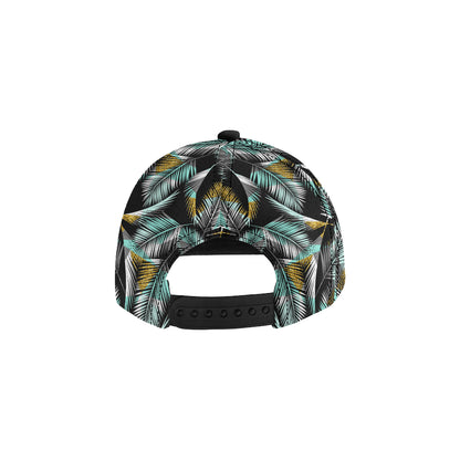 Gold Glitter Cyan Tropical Palm Leaves Snapback Cap