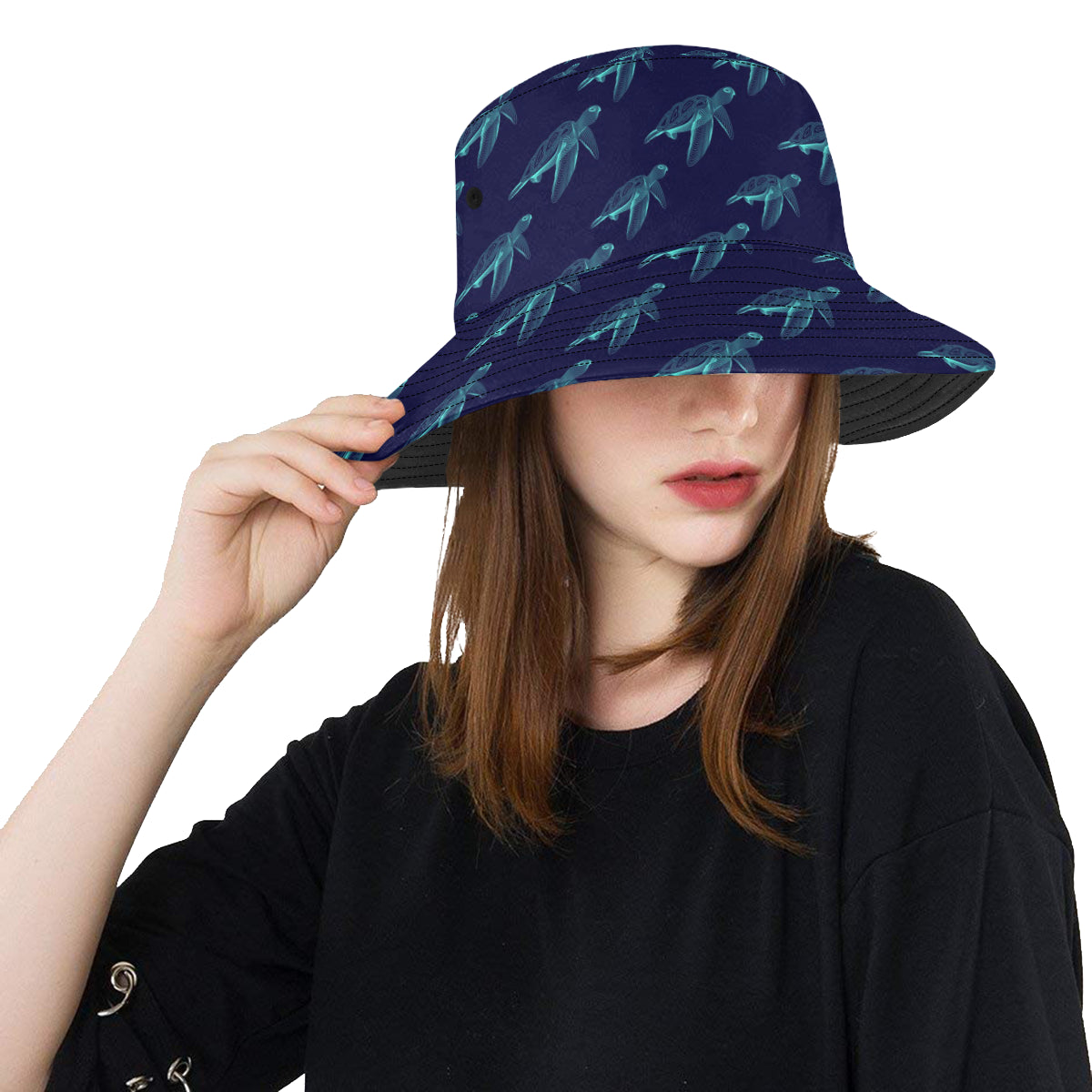 Sea Turtle Pattern Print Design T04 Unisex Bucket Hat