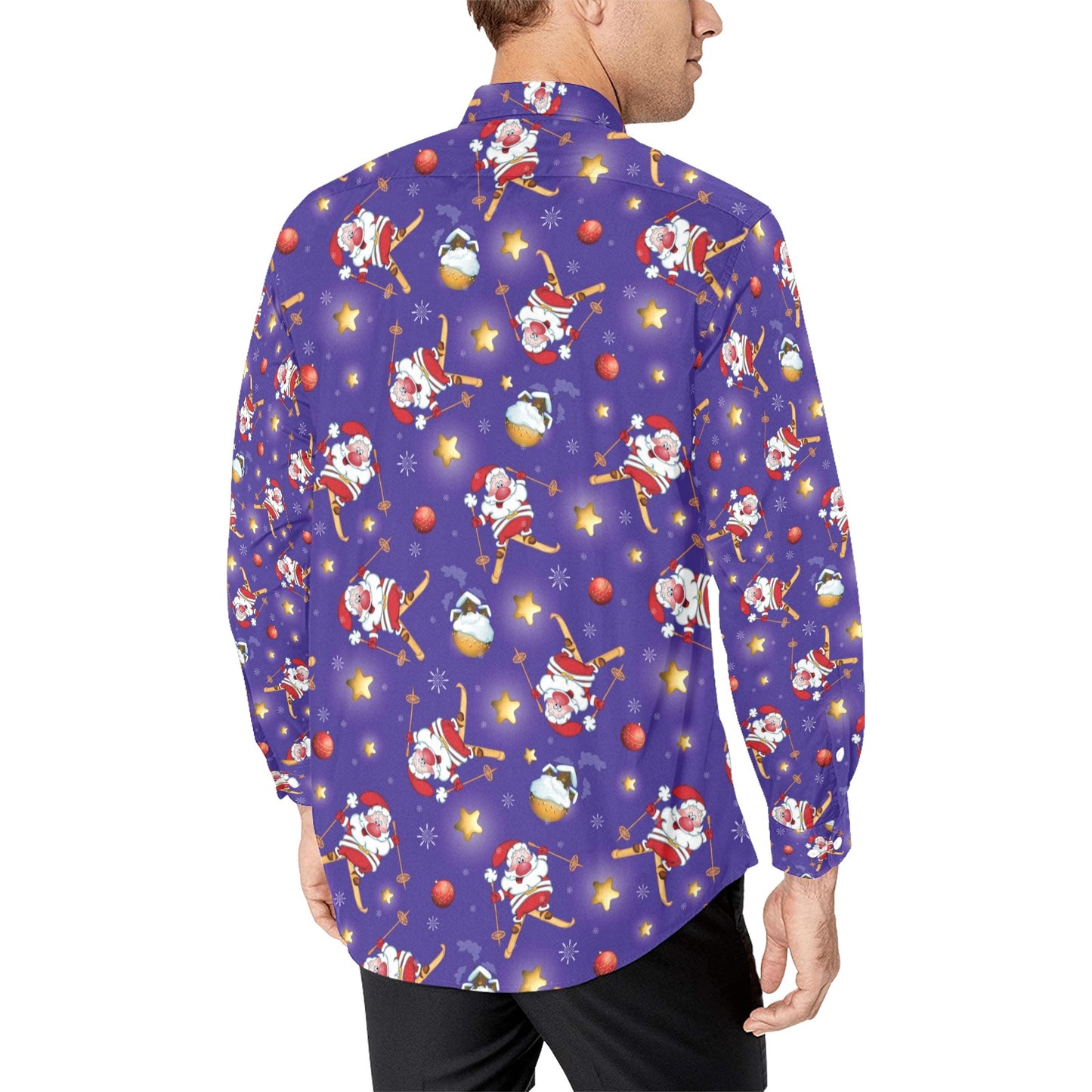 Ski Print Design LKS308 Men's Long Sleeve Dress Shirt