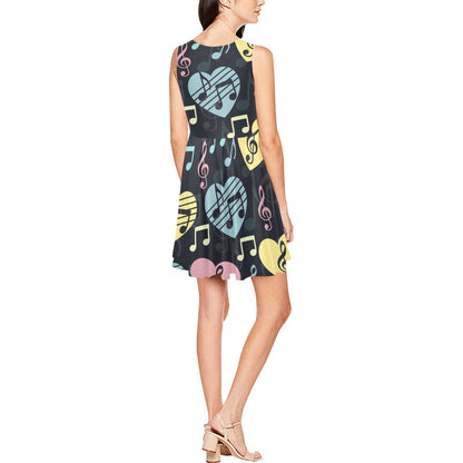 Music note Pattern Print Design A03 Sleeveless Dress