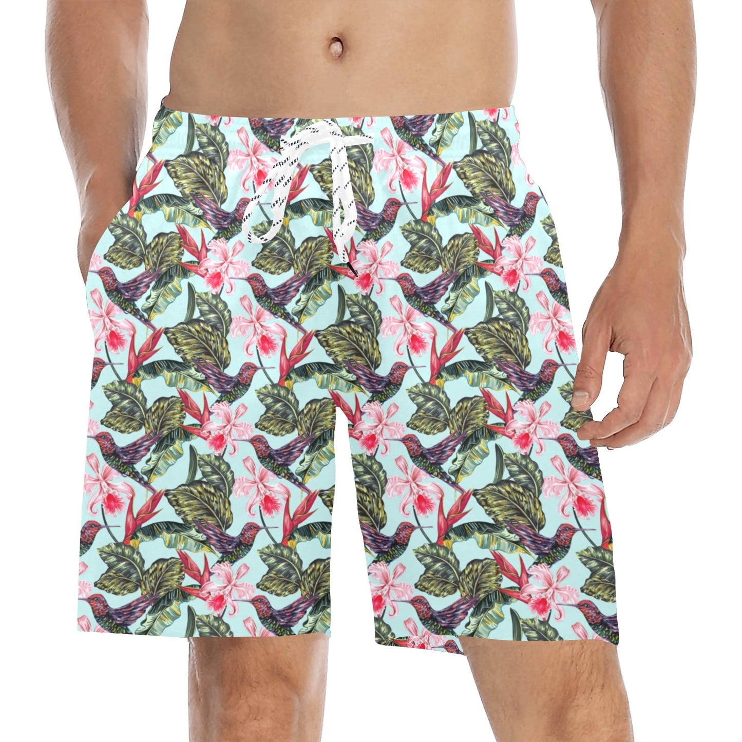 Hummingbird Cute Themed Print Men's Swim Trunks Beach Shorts