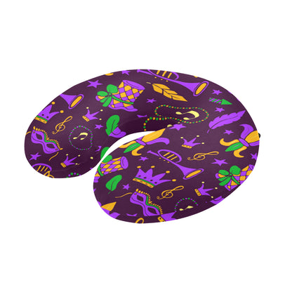Mardi Gras Pattern Print Design 08 U-Shaped Travel Neck Pillow