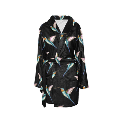Hummingbird Pattern Print Design 06 Women's Fleece Robe
