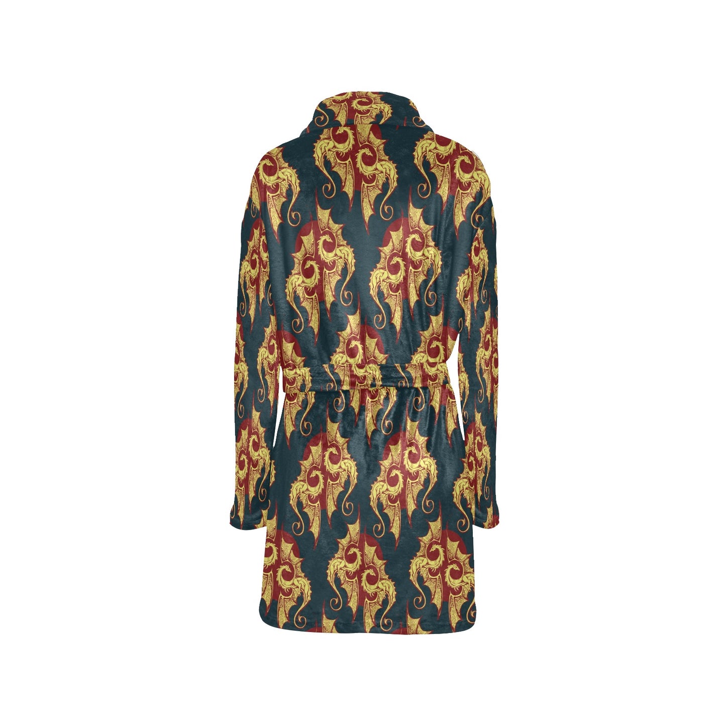 Dragons Gold Design Pattern Women's Fleece Robe
