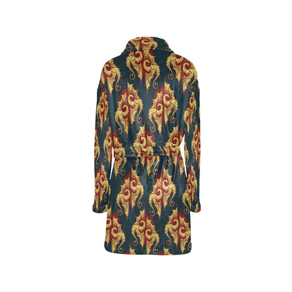 Dragons Gold Design Pattern Women's Fleece Robe