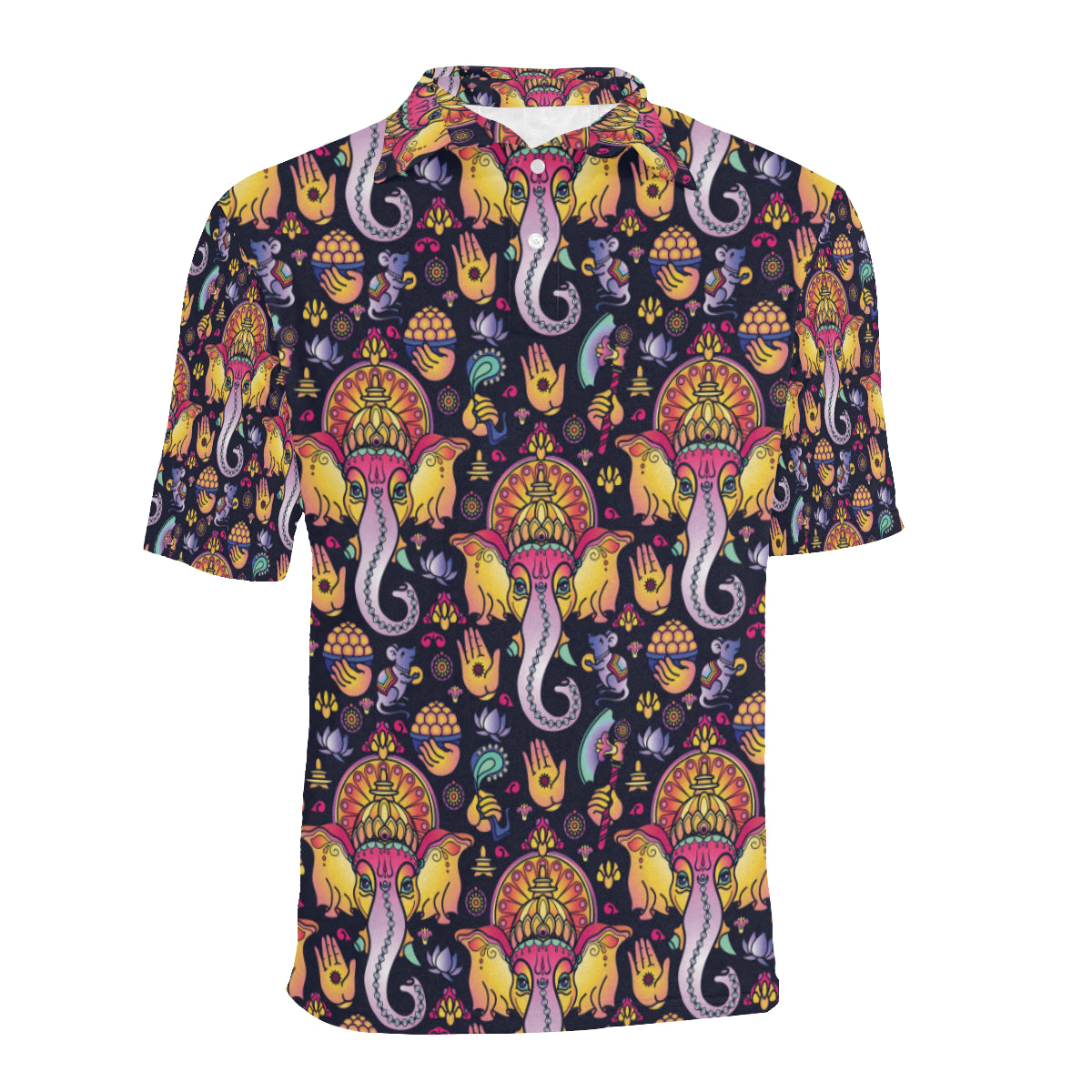 Ganesha Indian Pattern Print Design 03 Men Polo Shirt