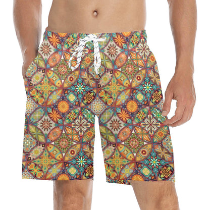 Mandala Flower Themed Design Print Men's Swim Trunks Beach Shorts