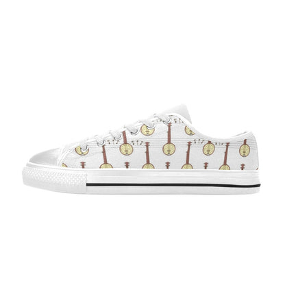 Banjo Print Design LKS402 Women's White Low Top Shoes