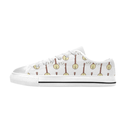 Banjo Print Design LKS402 Women's White Low Top Shoes